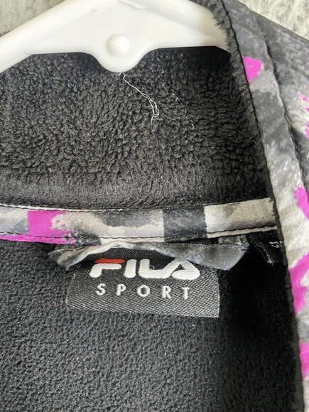FILA Jacket Womens Large Black Pink Colorblock Full Zip Sweatshirt - Picture 3 of 12